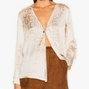 SMYTHE Collarless Single Button Blouse In Faded Python Print